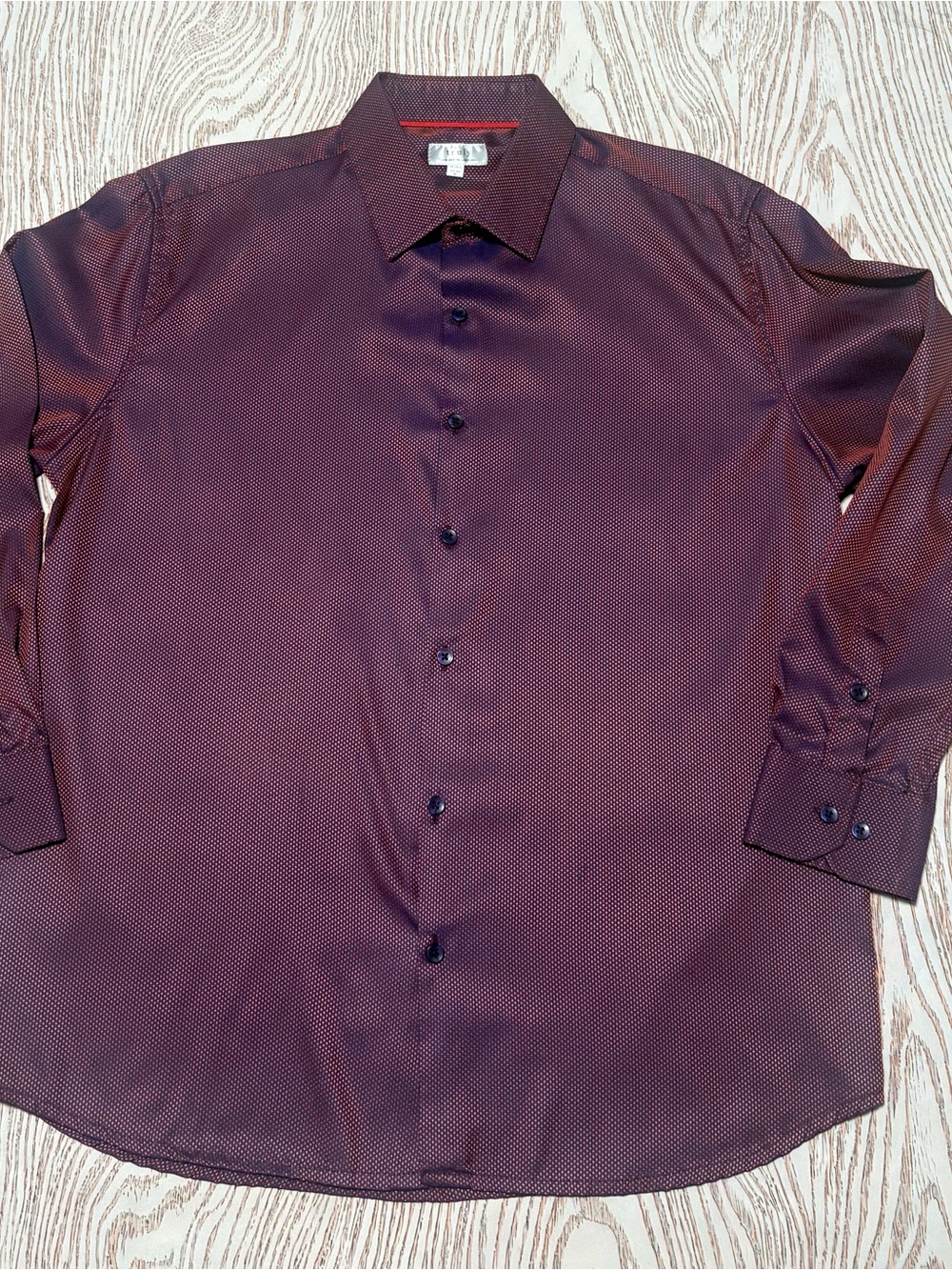 TRULY Men's Burgundy Dot Dress Shirt